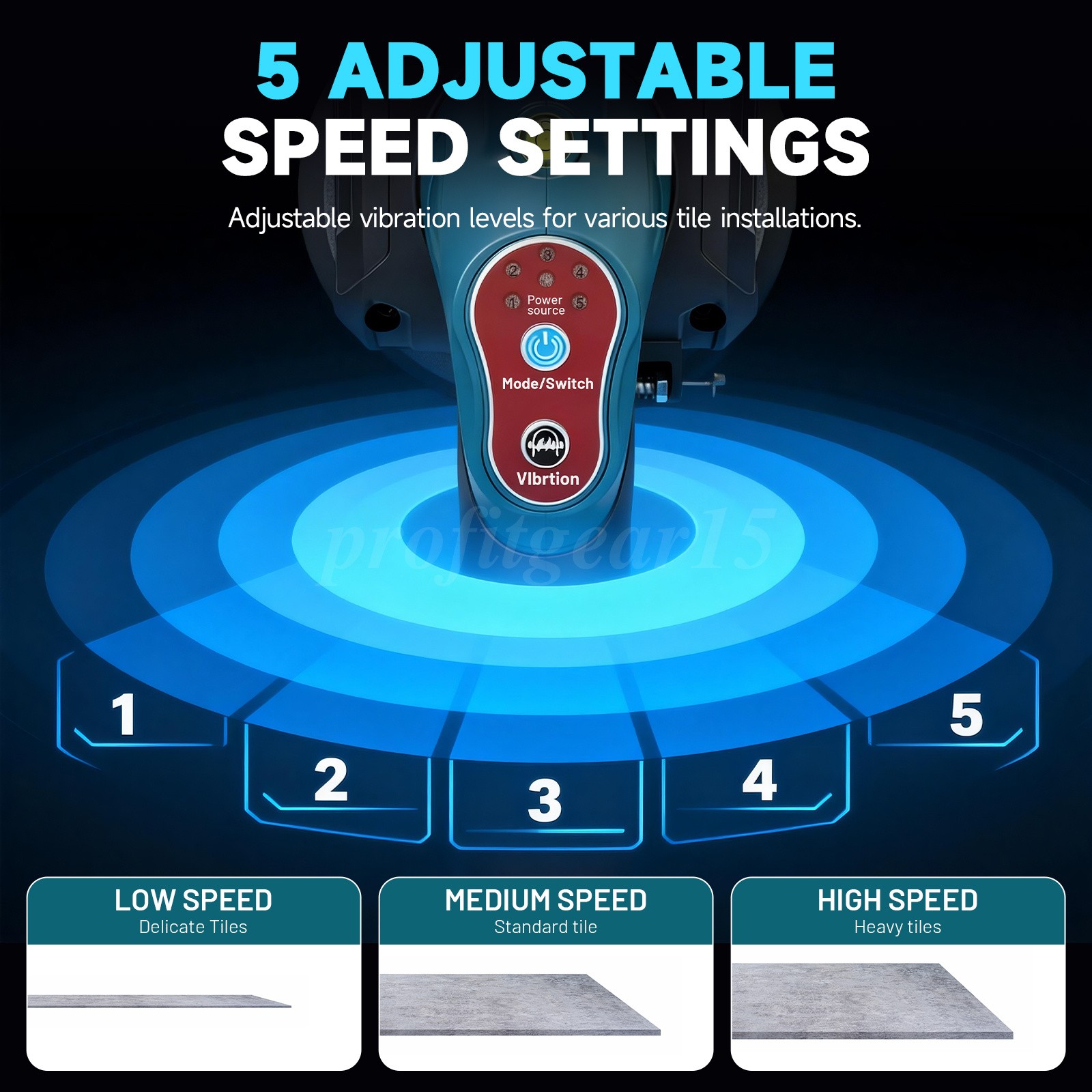 Cordless Tile Vibration Machine Tool, Electric Leveling Machine w/1.5Ah Battery