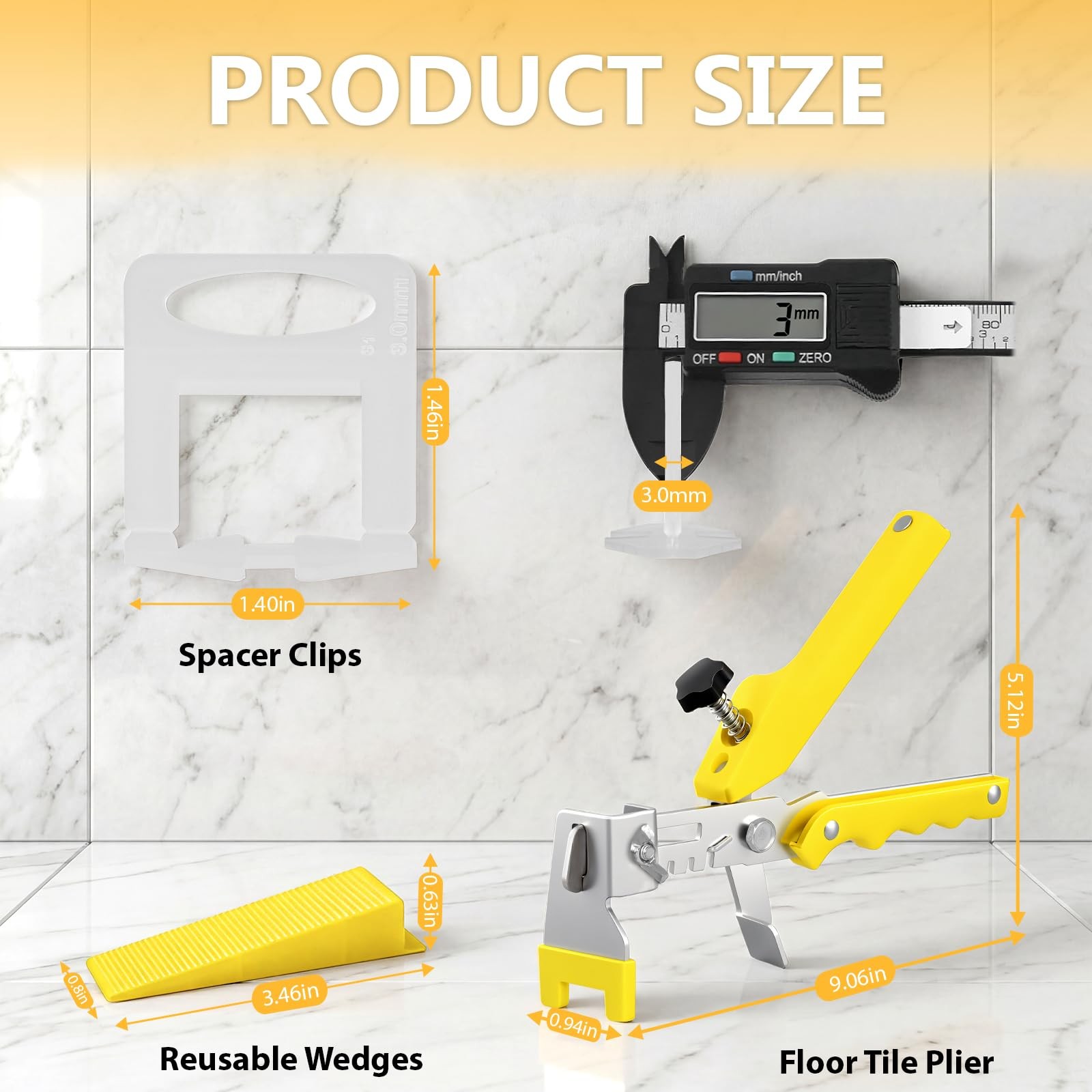 Tile Leveling System Kit with Tile Plier, 300pc Leveling Clips & 100pc Reusab…