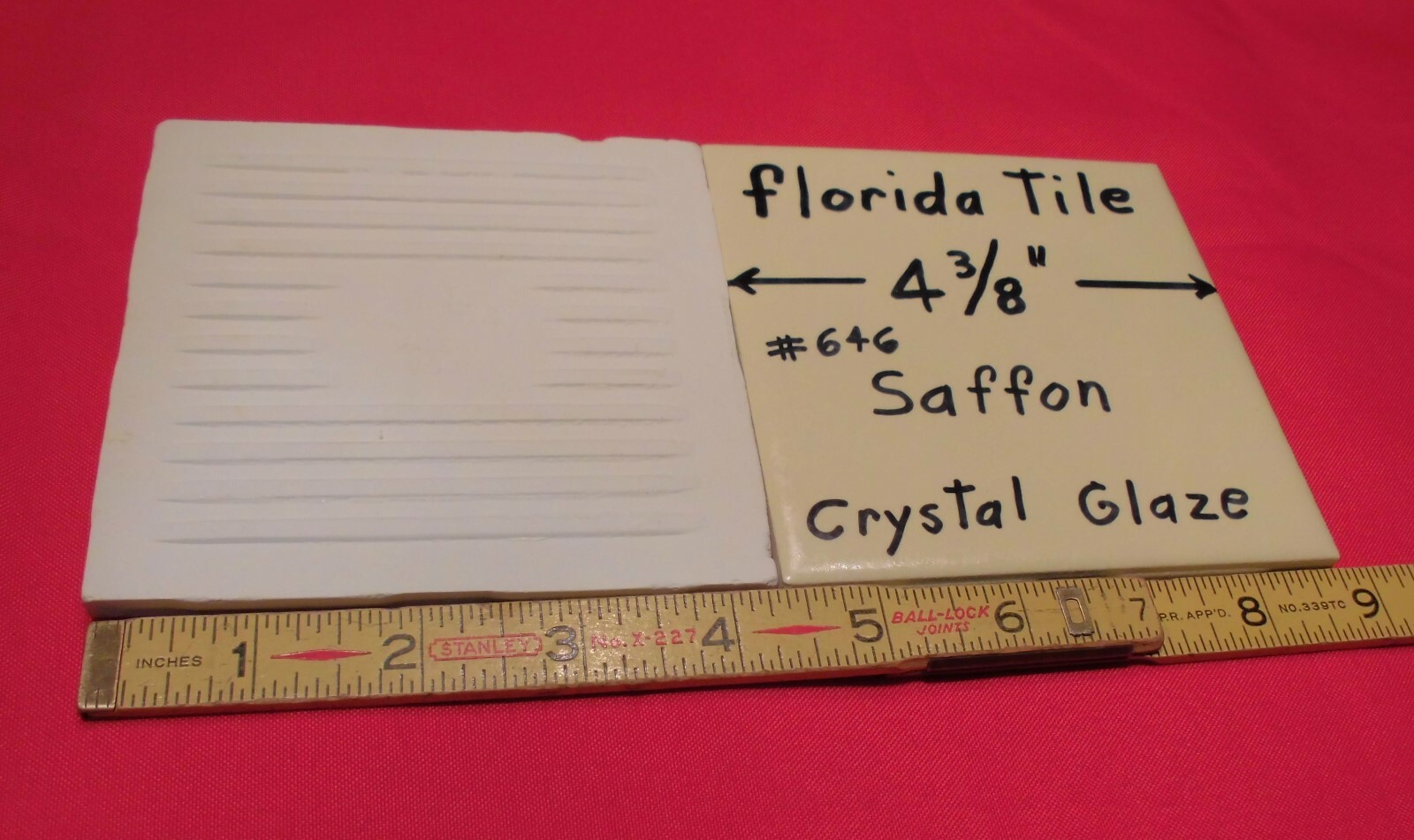 1 pc.*Saffon-Pastle Yellow* 4-3/8″ Ceramic Crystal Glazed tiles by florida NOS
