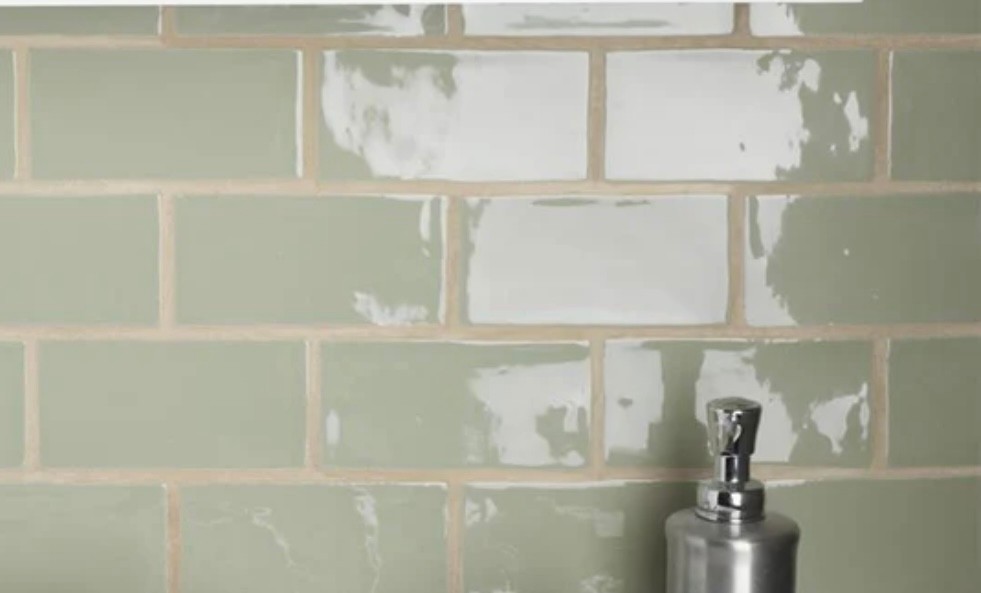 3×6 Sage Green Crackled Ceramic Tile, Backsplash Kitchen Bath (B0X OF 11 SF)