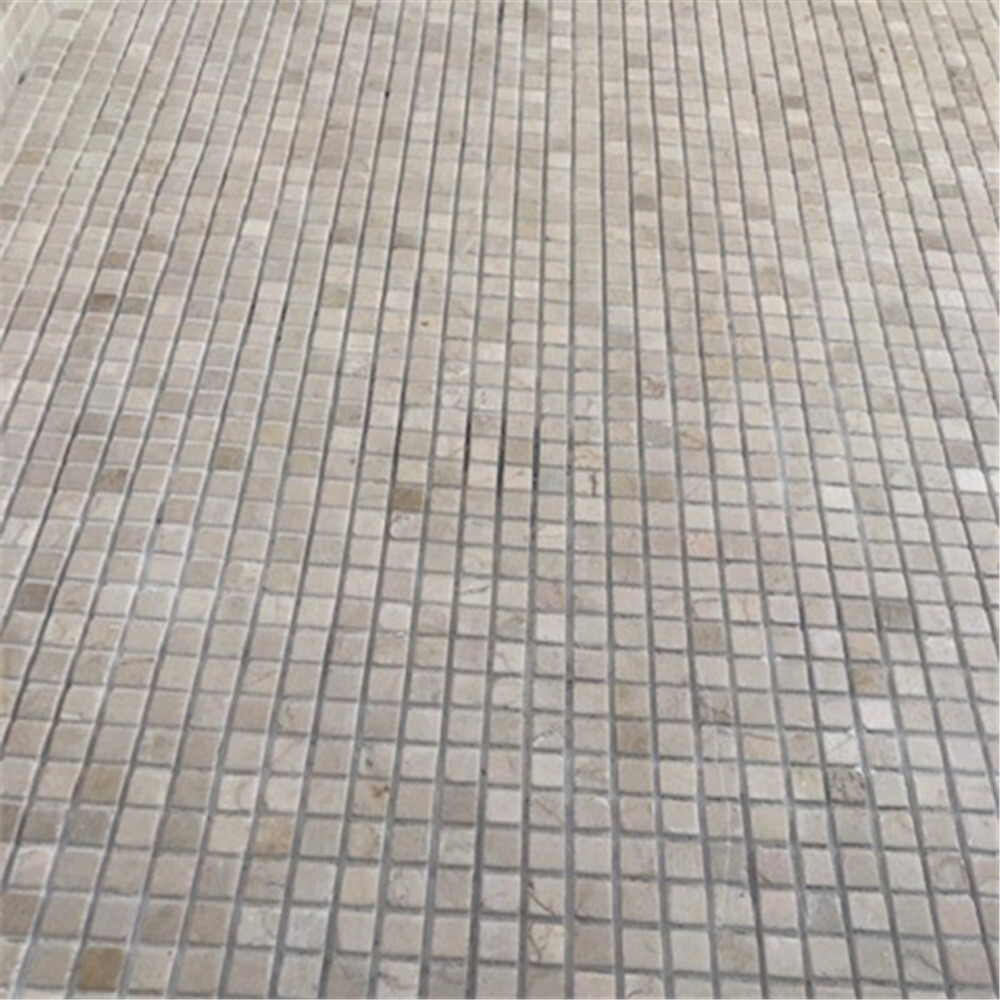 M22XT Tumbled Crema Marfil Marble 5/8×5/8 Square Mosaic NonSlip Shower Tile