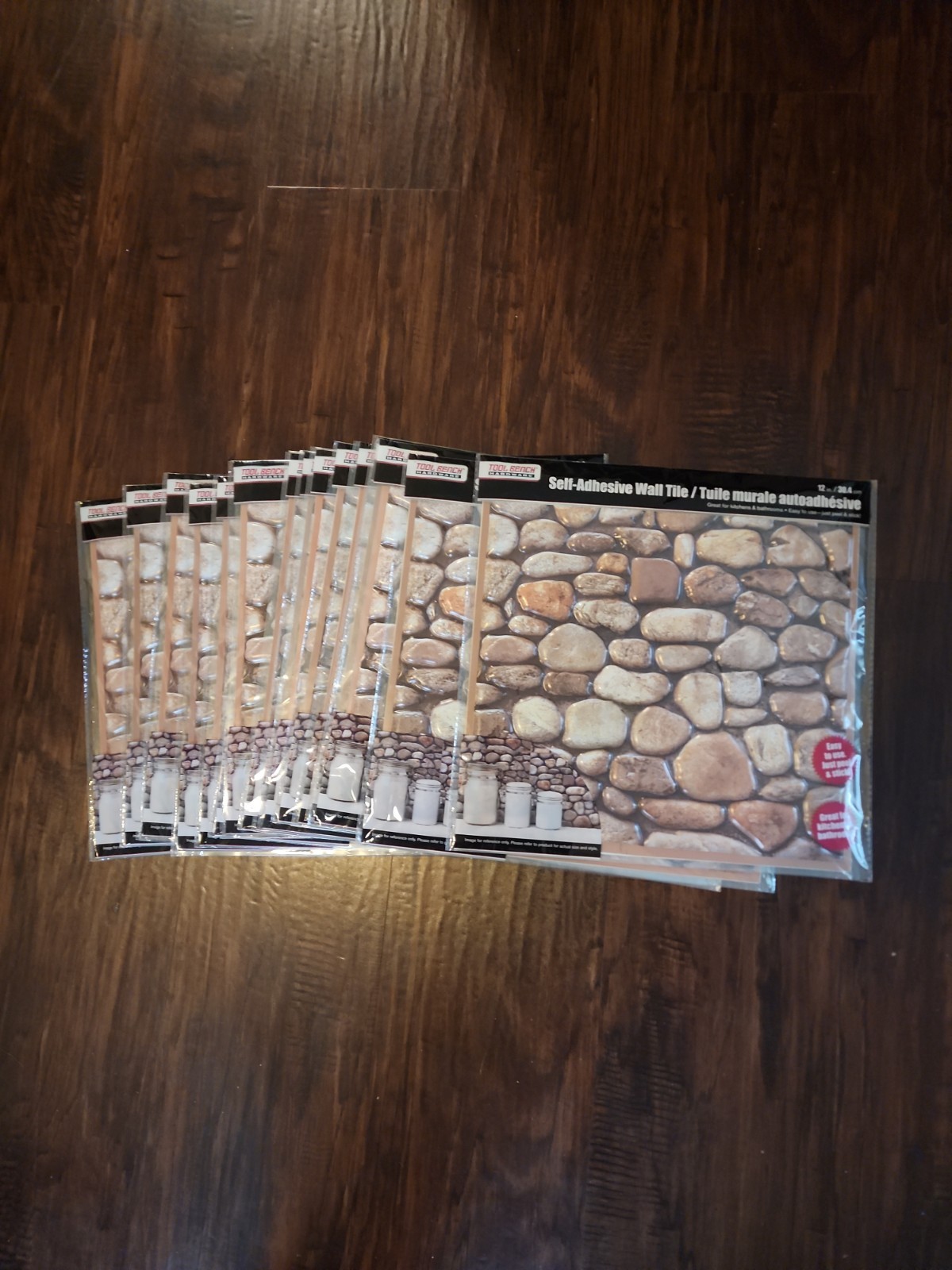 Lot Of 16 PCS Peel Stick Wall Tile River Rock Pebble Stone Backsplash 12 Inch