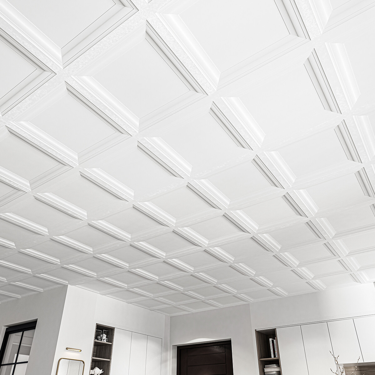 Art3d 12-Pack Square Drop Ceiling Tile 2ft x 2ft,PVC Ceiling Tile,48 sqft