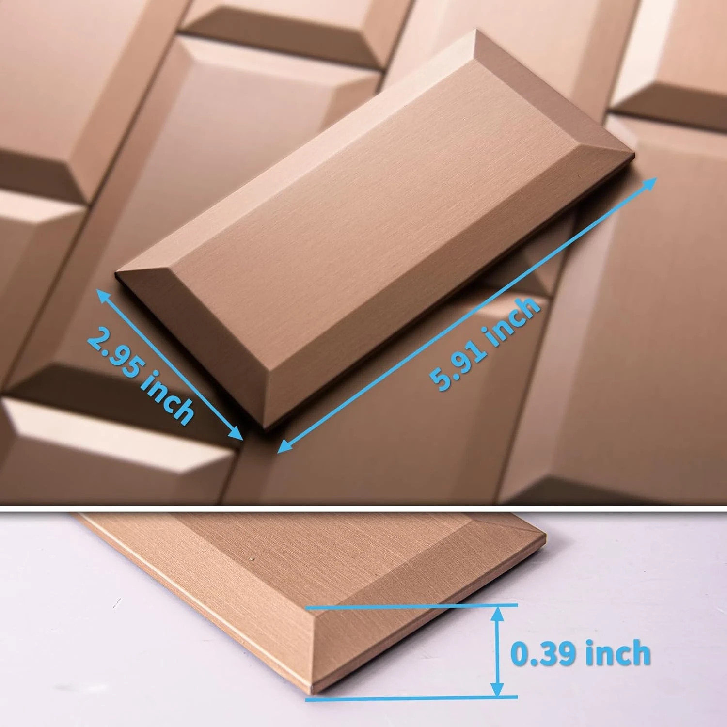 100 Pcs Copper Peel and Stick 3D Subway Backsplash Tiles for Home Decor