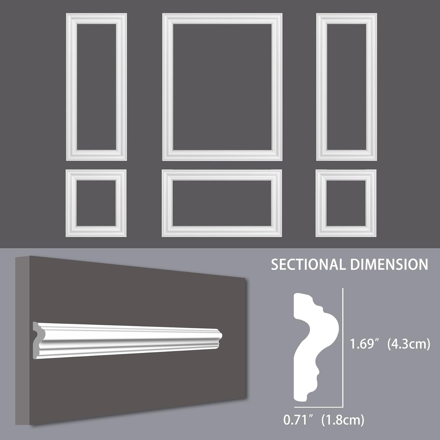 *PACK of 2* Pre-Made Accent Panel Wall Molding Kit w/ 6x Frame (48 pc, 12 frame)