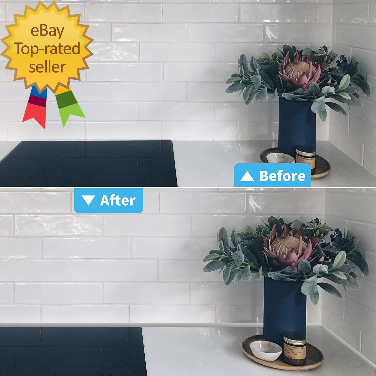 10 Ft Peel and Stick Flexible Vinyl Molding Trim for Wall Tile Edges, Kitchen Ba