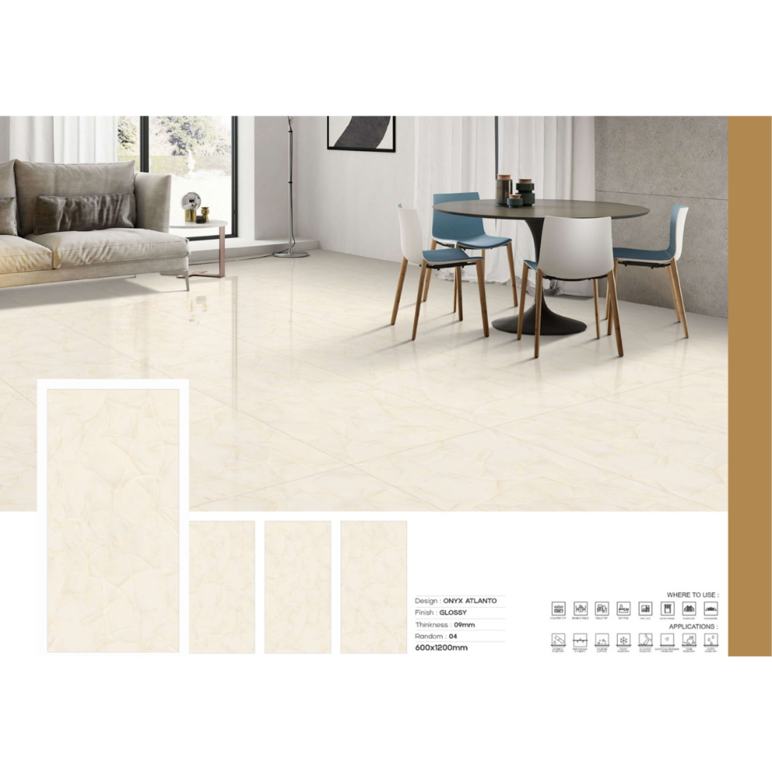 My Luxury Flooring MK GLOSSY Onyx Atlanto Porcelain Tiles – 24 x 48 Inch Tile