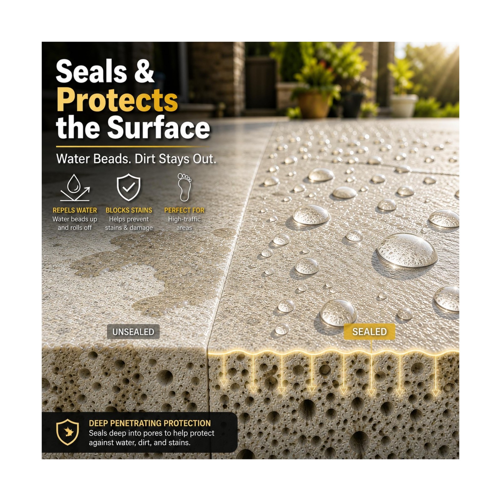 Wet Look Stone & Concrete Sealer, High Gloss for Pavers & Patios, 1 Gallon | …