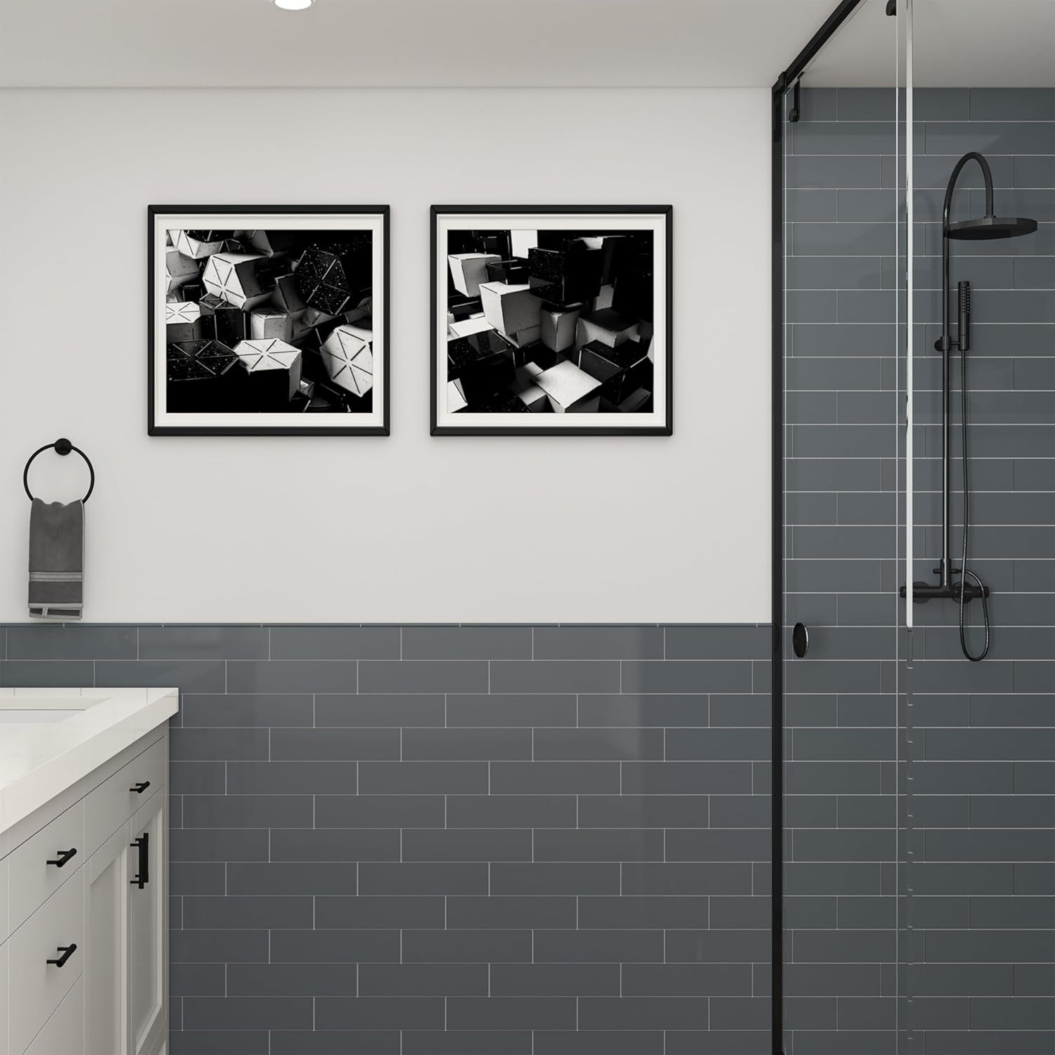 30 PC 4″x16″ Semi-Gloss Chalkboard Gray Ceramic Backsplash Tile