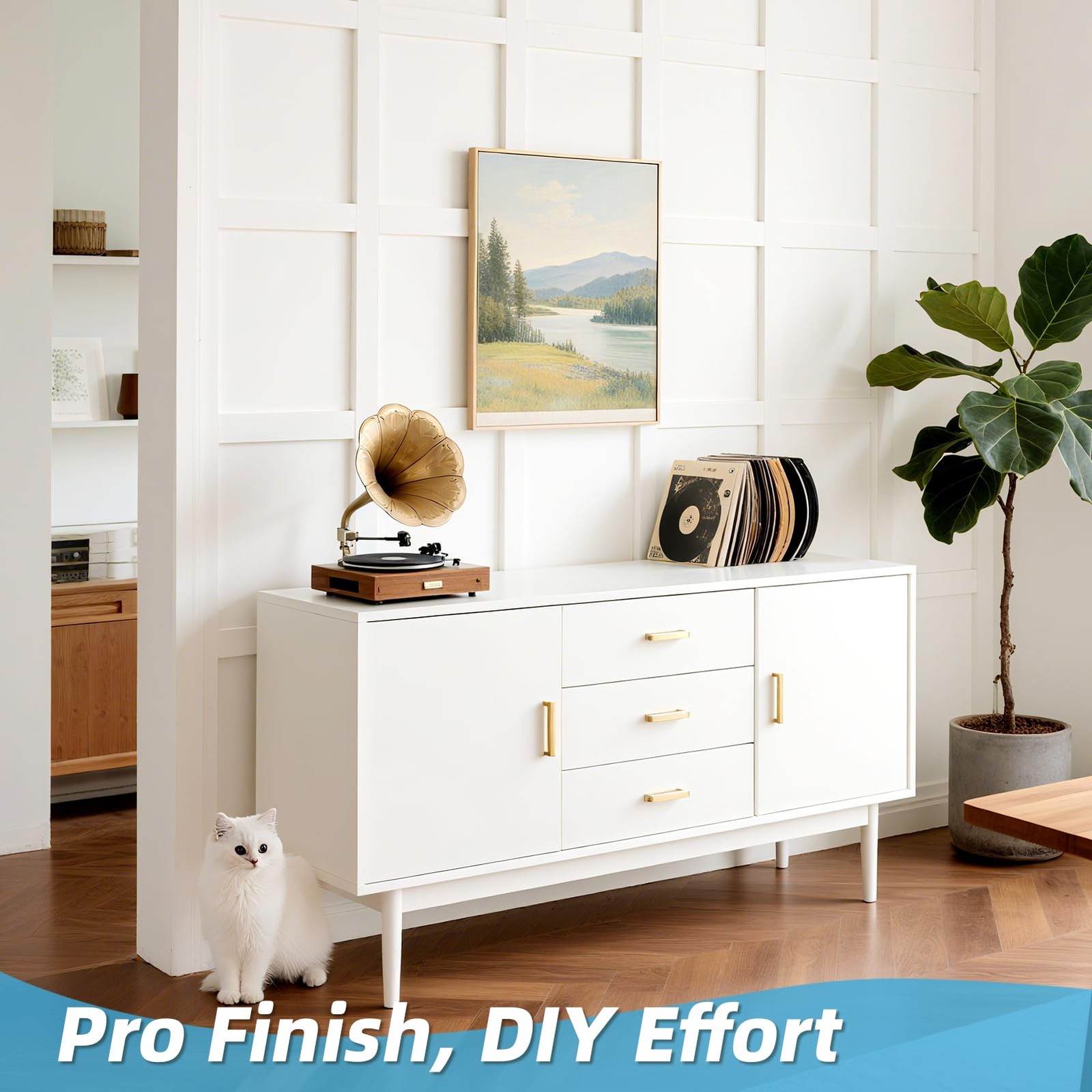 Premade Board and Batten Paintable Wainscoting Kit, MDF Accent Wall Panel for Ki