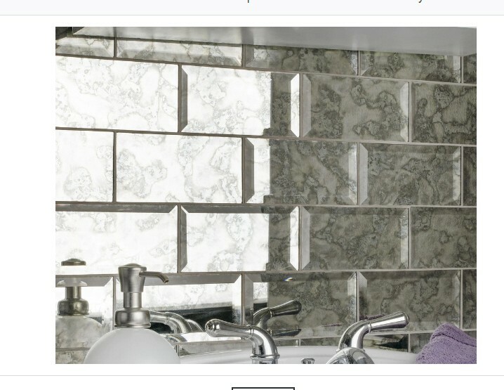 8 SomerTile Lustre Beveled Antique Mirror 3 x 6 (5-7/8 x 2-7/8) Subway Wall Tile