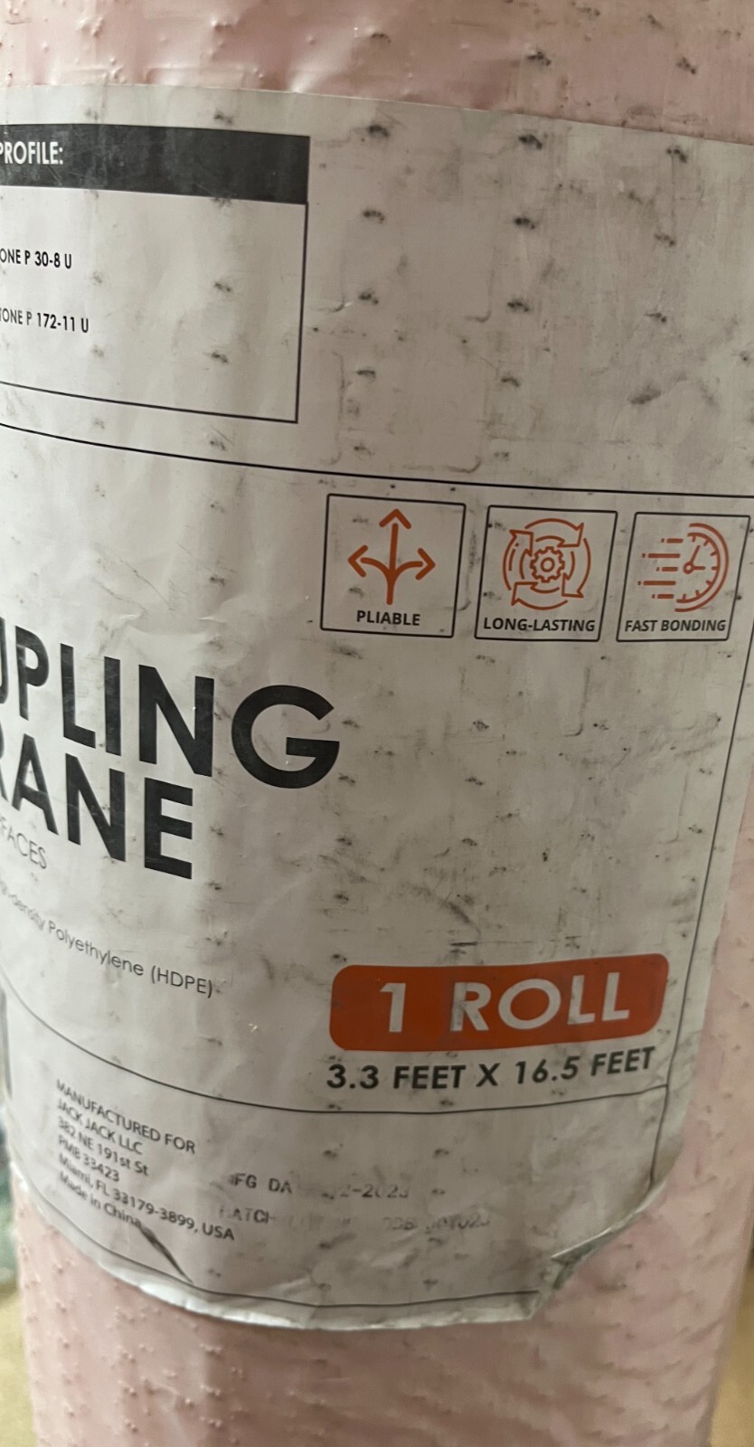 JJ CARE – Uncoupling Membrane 1/8 Underlayment Rolls 3.3 x 16.5ft -54 Sqft