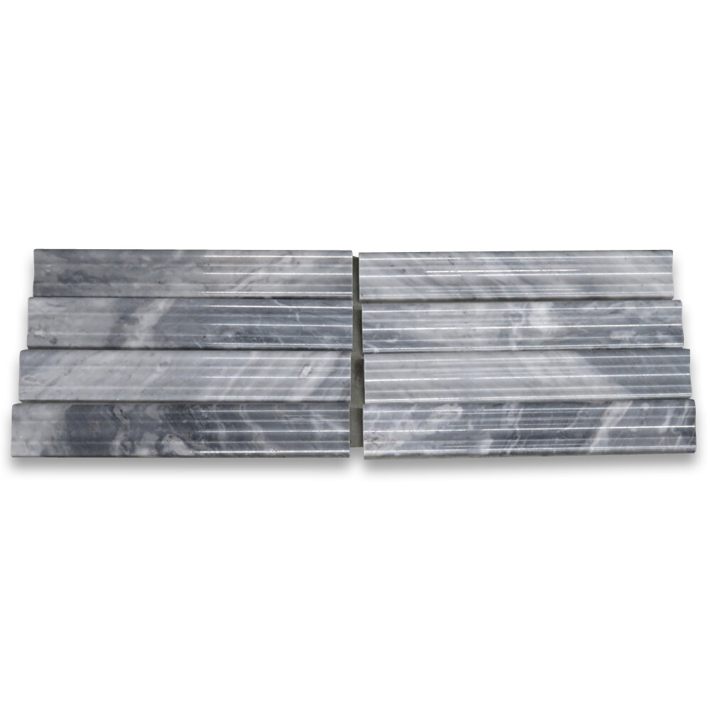 K13H Bardiglio Gray Dark Grey Marble 2×12 Chair Rail Trim Molding Honed