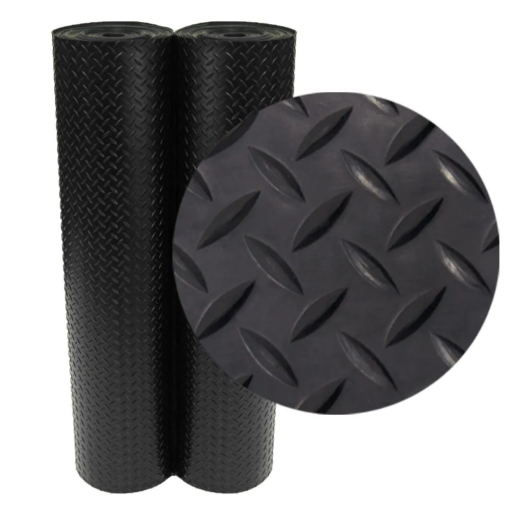 Garage Gym Rubber Floor Mat Diamond Plate Non Slip Flooring Roll 4 X 8 Feet