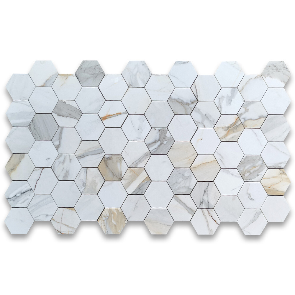 G35XH 5″ Hexagon Calacatta Marble Honed Venato Calacatta Gold Wall Floor Tile