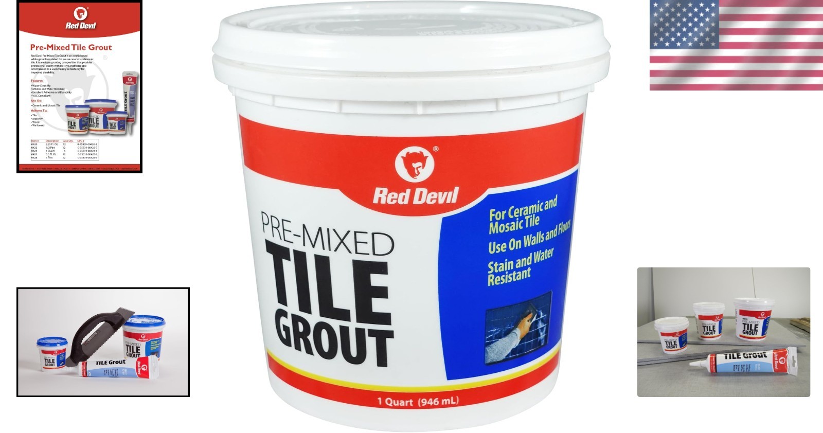 Professional Quality Pre-Mixed Tile Grout – 1 Quart, Water Resistant & Durable