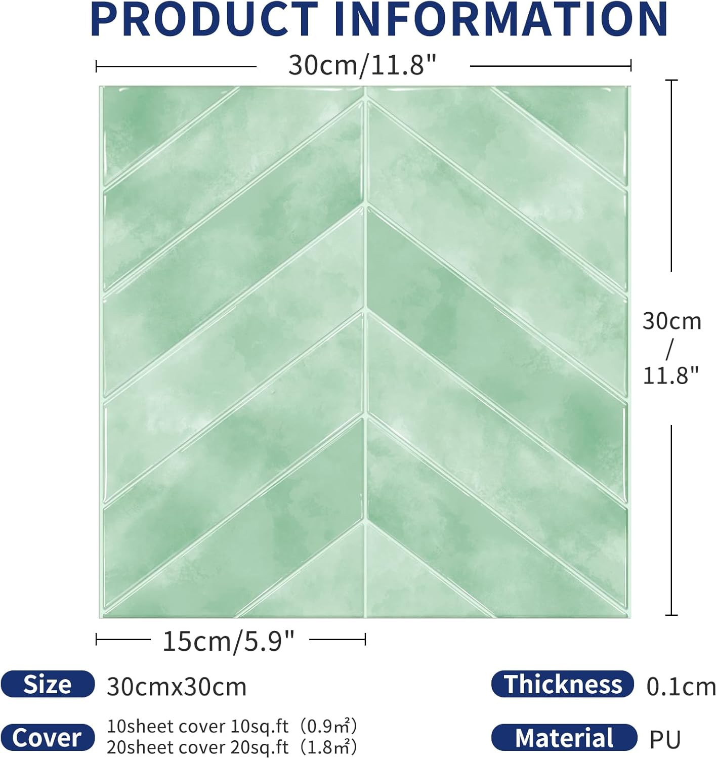 Herringbone Peel and Stick Backsplash, 10 Sheets of 11.8″X11.8″ – 3D Adhesive Wa