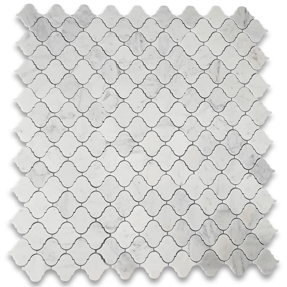 C893XH Carrara Marble Arabesque Baroque Lantern Mosaic Tile Venato Honed Big