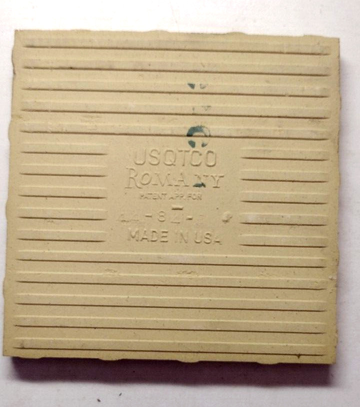 1 USQTCO Romany USA 4-1/4″ Ceramic Wall Tile Gloss Pale Eggnog Yellow 1950s Vtg
