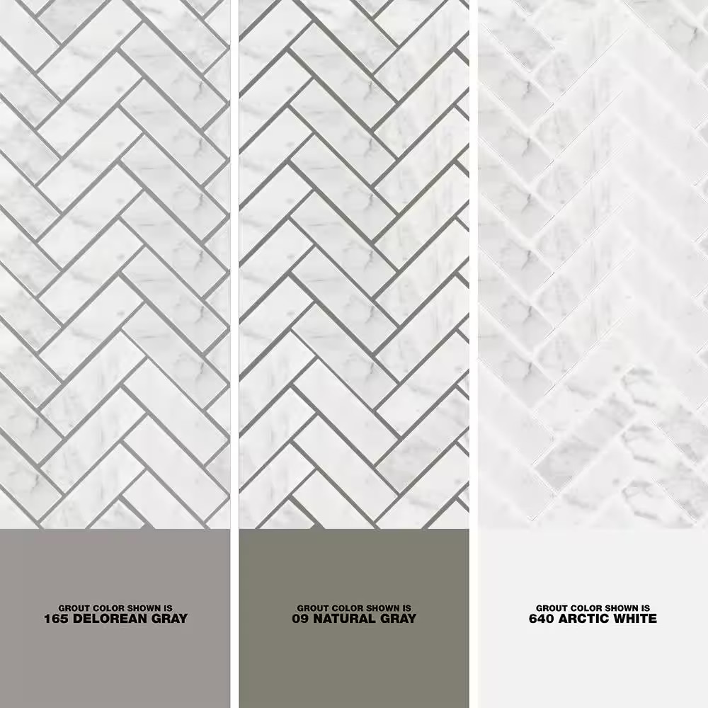White Carrara Herringbone 12 In. X 12 In. 10Mm Polished Marble Stone Mosaic Wall