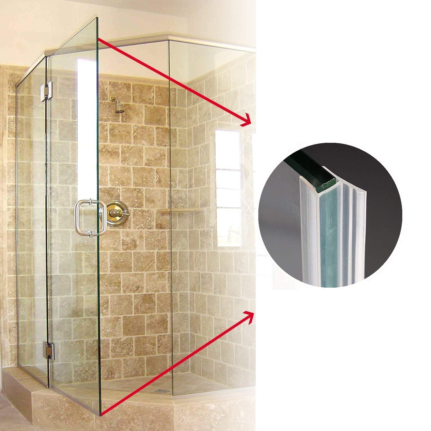 Zengest Shower Glass Door Seal Strip, 120 Inch Silicone Soft Transparent