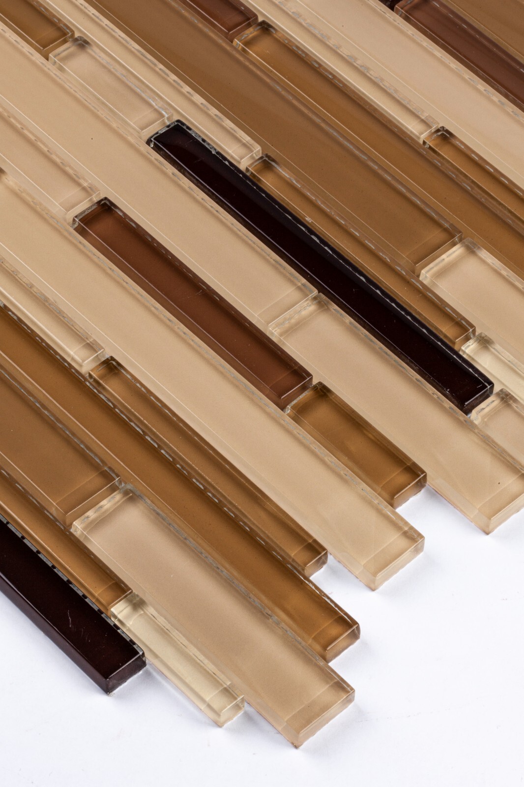 Brown Beige Mixed Glass Tile Decorative Random Bricks 8mm thick