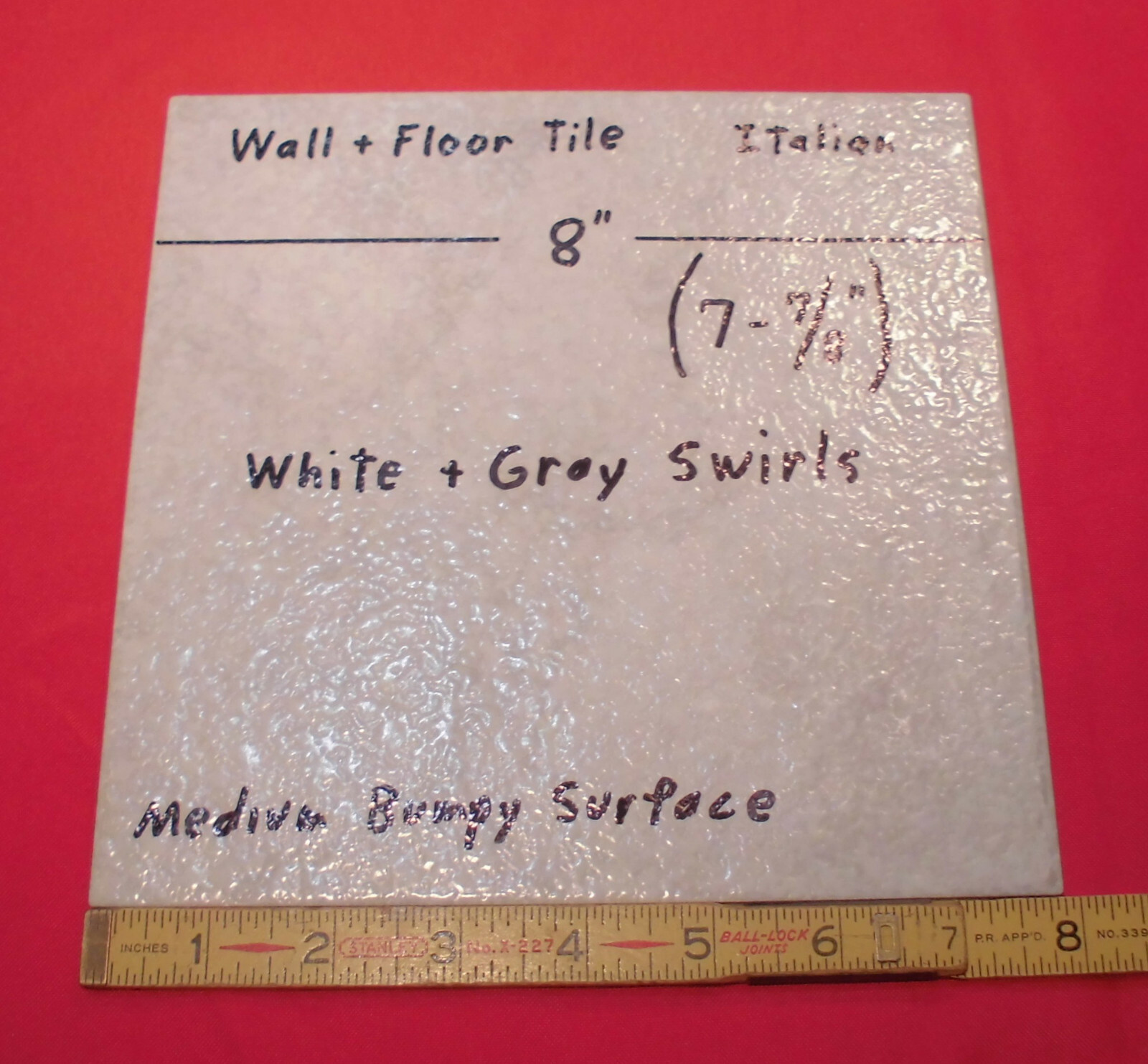 1 pc. Medium Gray Swirls: Ceramic Floor Tile 8″ X 8″ Medium Textured, Italian