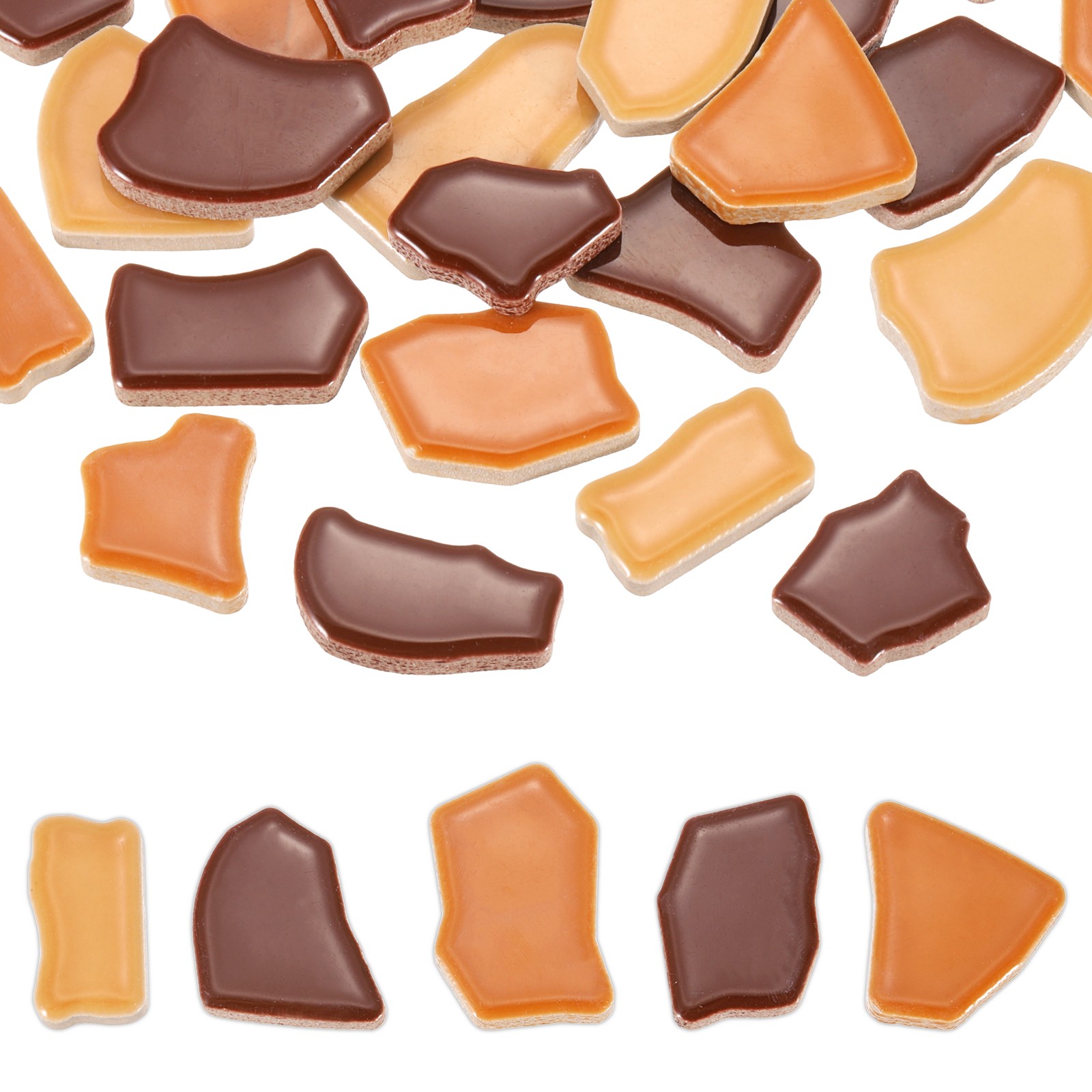 250g/0.55LB Irregular Ceramics Mosaic Tiles Brown Series