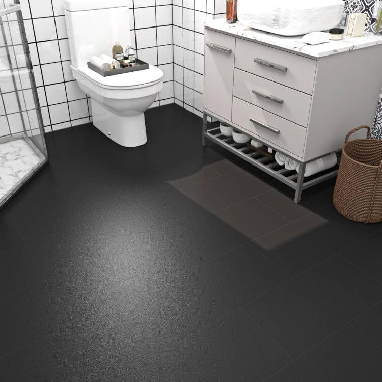 12″x24″ Peel and Stick Floor Tile Waterproof Black Vinyl Flooring Planks Peel