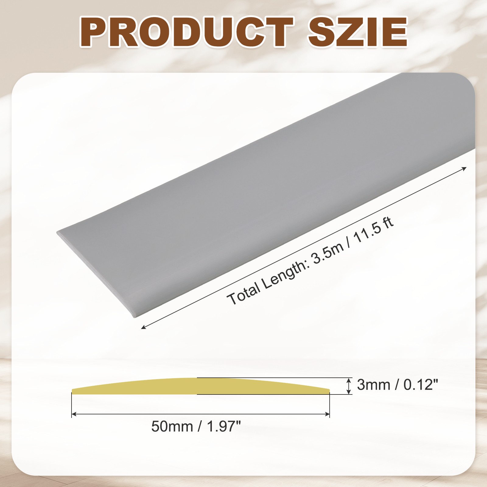 Floor Transition Strip (1.97″/ x 11.5ft) PVC Floor Strips Gray