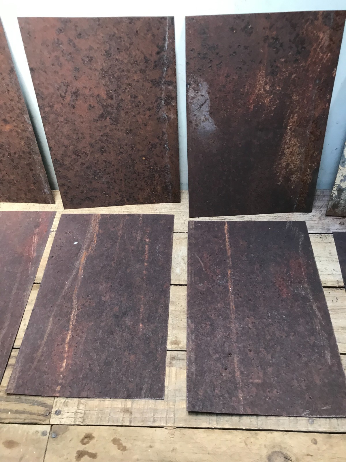 10 Rusty Galvanized Patina Sheet Metal 12″ x 7 1/2 – 8″ Wall Tile Art Garden (F)