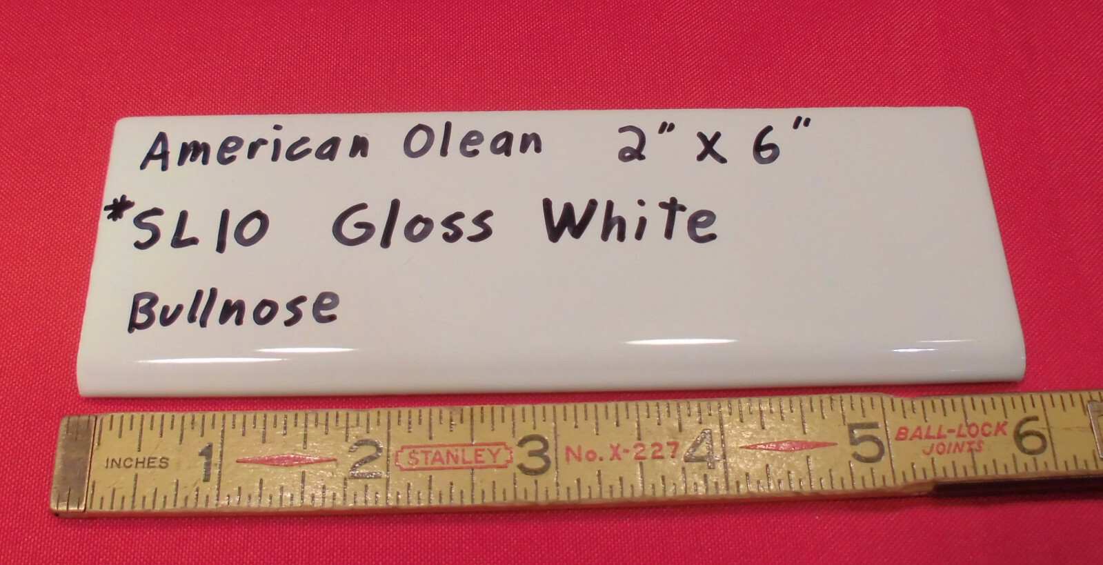 1 pc. Starting Line by American Olean: #SL10 Gloss White Bullnose Ceramic Tile