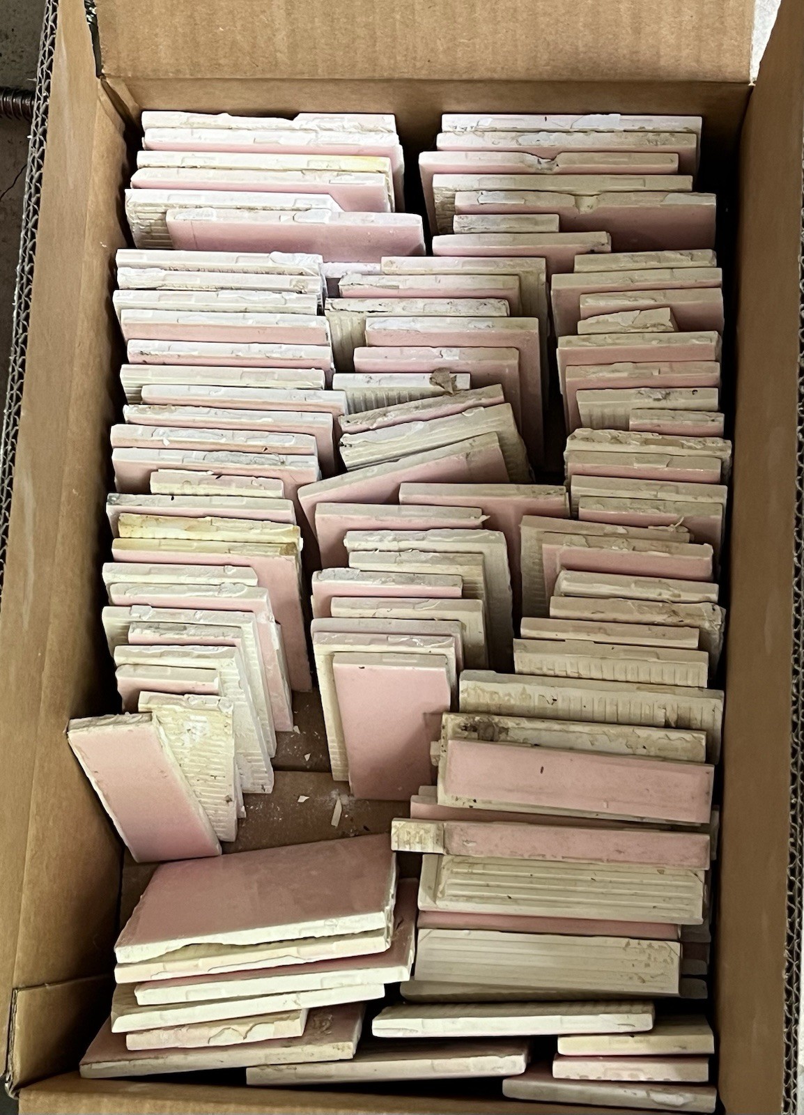 Vtg Lot 100’s-PINK Mosaic Tile USA Company-4 3/8″ Square Ceramic-Reclaimed-Ohio