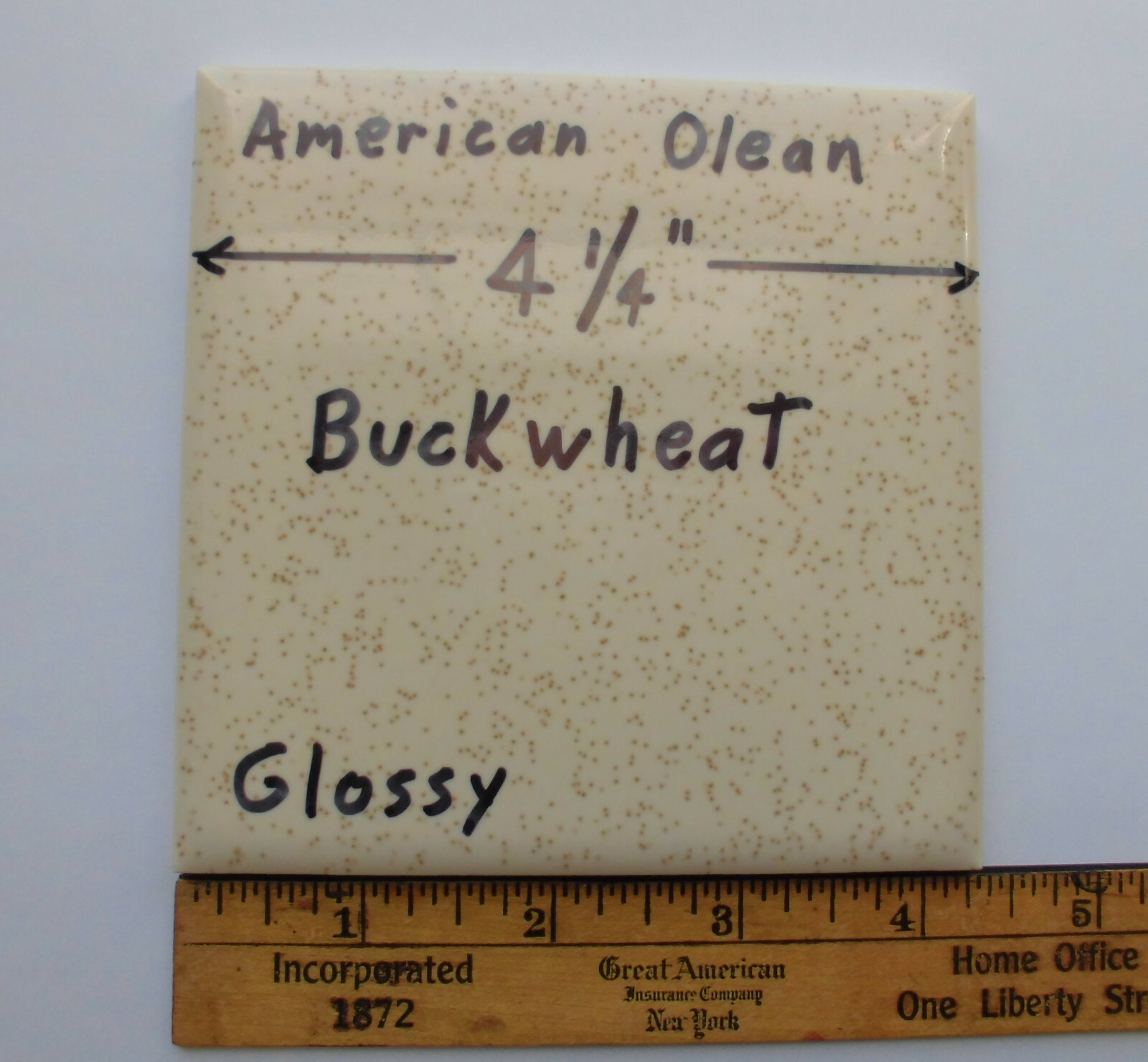 1 pc. Vintage *Buckwheat* Glossy Ceramic Tile #46 by American Olean 4-1/4″ NOS