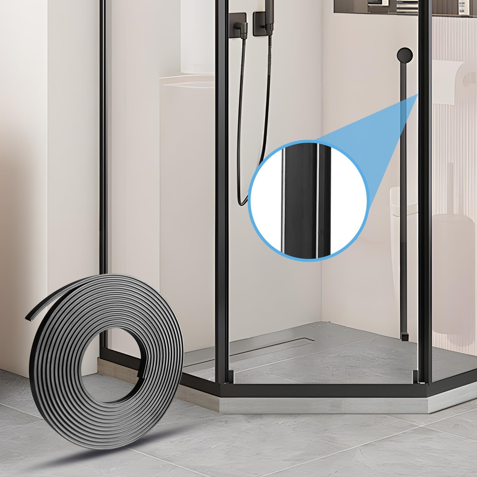 Magnetic Strip for Shower Door Replacement, 3/8″ Width X 78 inches, Black