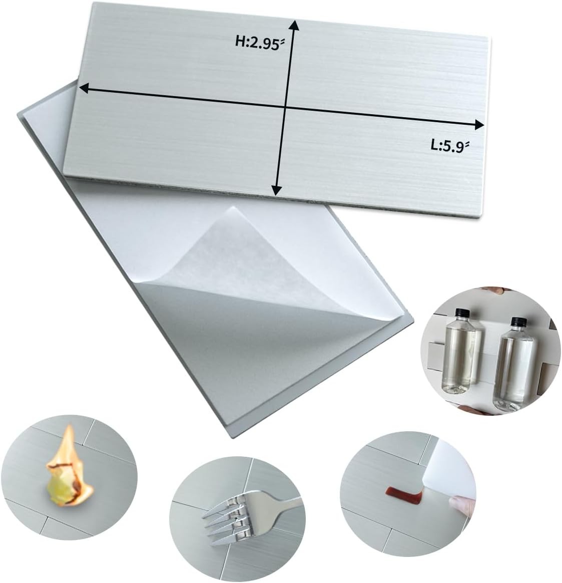 Waterproof 3″ x 6″ Stainless Steel Peel and Stick Subway Tiles for Modern Homes