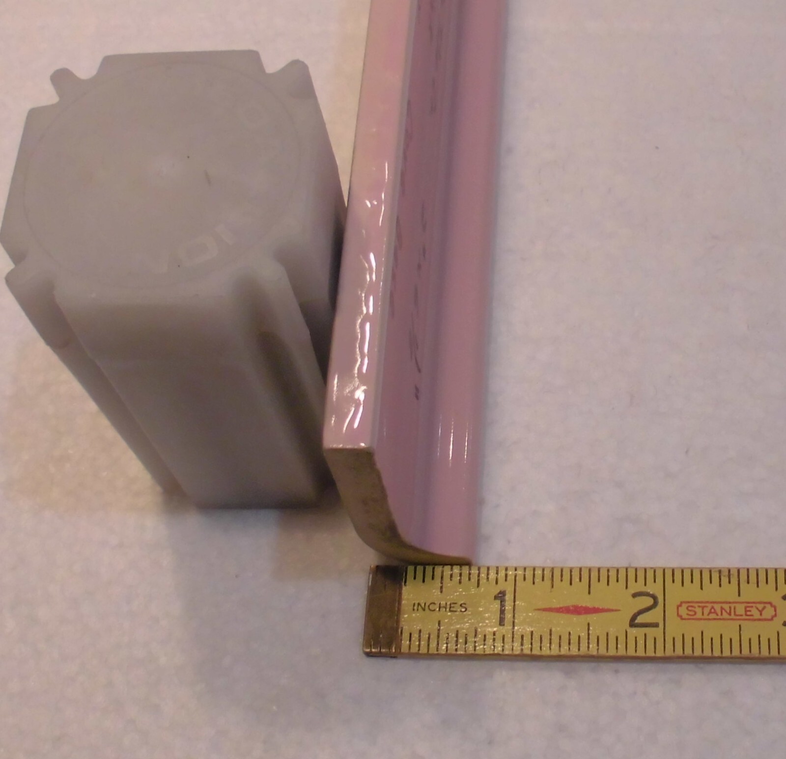 1 pc. Shell Pink 2” X 6-1/8” Glossy Ceramic Cove Base Tile, Flat Top, Mid-State