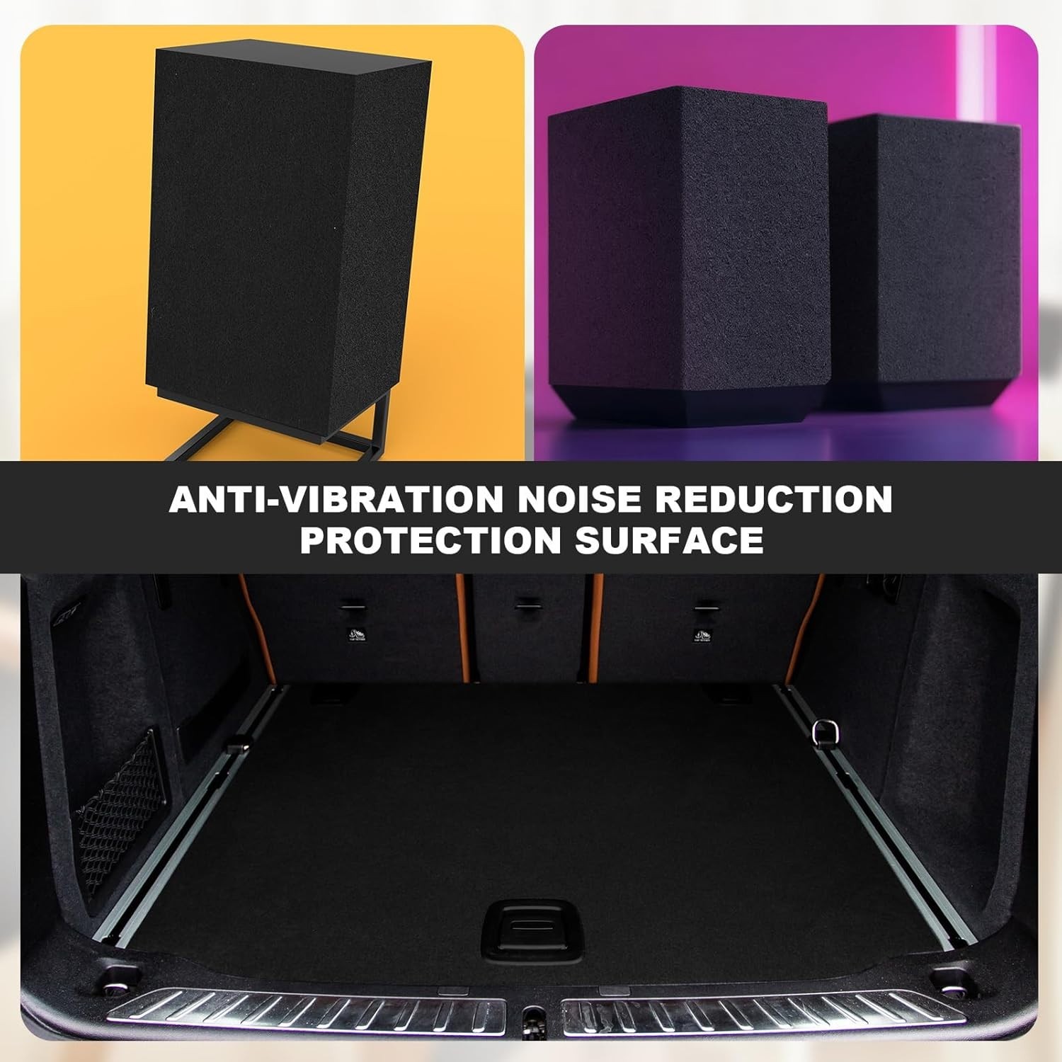 22 Sq ft 16 x 195 in Black Underfelt Carpet with Adhesive Back for Speaker Su…