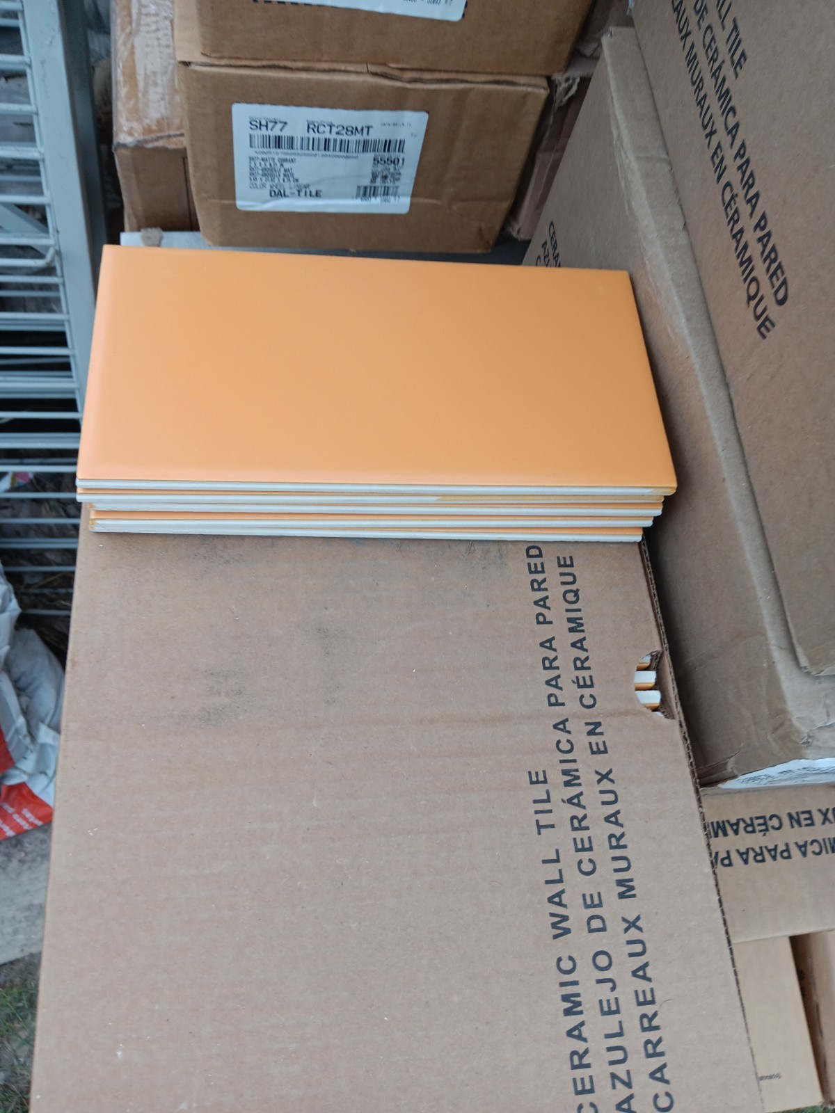 14 Tiles (3 ft²) – Matte Mango Orange 4 x 8 Ceramic Subway Tile…Vintage/Retro