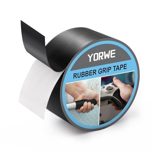 Yorwe Rubber Grip Tape, Ultra-Thin Strong Adhesive Anti-Slip 2In x 10Ft Black