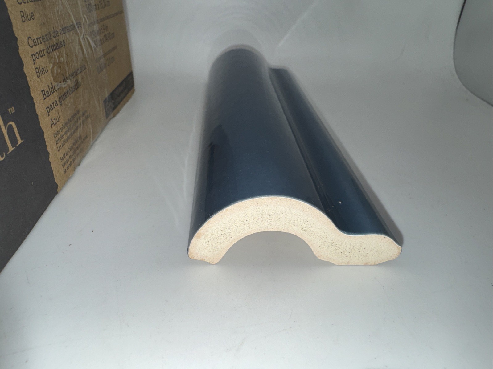 BOX of 6 Allen + Roth BLUE Glazed Glossy Ceramic Chair Rail Wall Tile 2″ x 6″