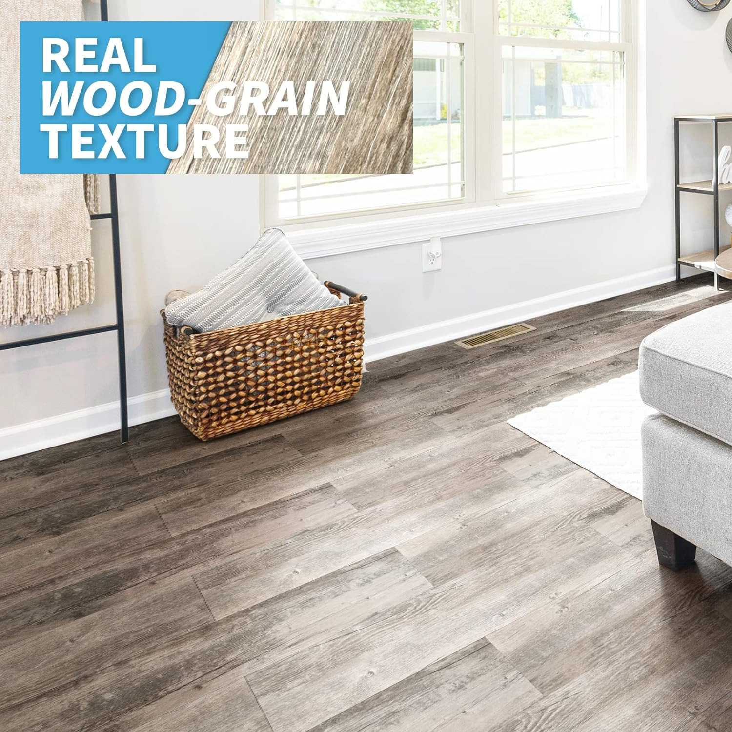 36-Pack 54 Sq.Ft Peel and Stick Floor Tiles Vinyl Plank Flooring Wood Look, Adhe