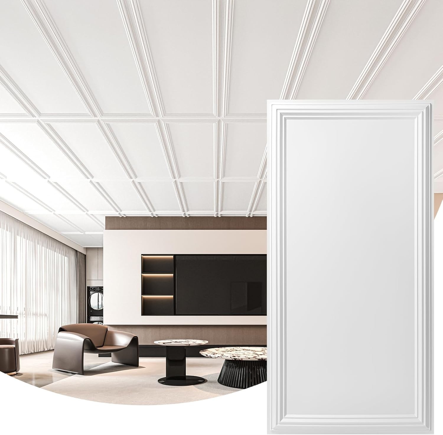 Drop Ceiling Tiles 48×24, Decorative PVC Ceiling Panels, Waterproof Rustproof…