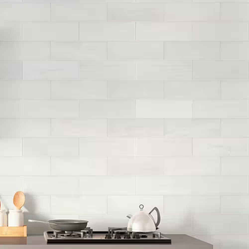 Bianco Dolomite Polished Marble Tile, 4 In. X 12 In. Floor and Wall (5 Sq. Ft./C