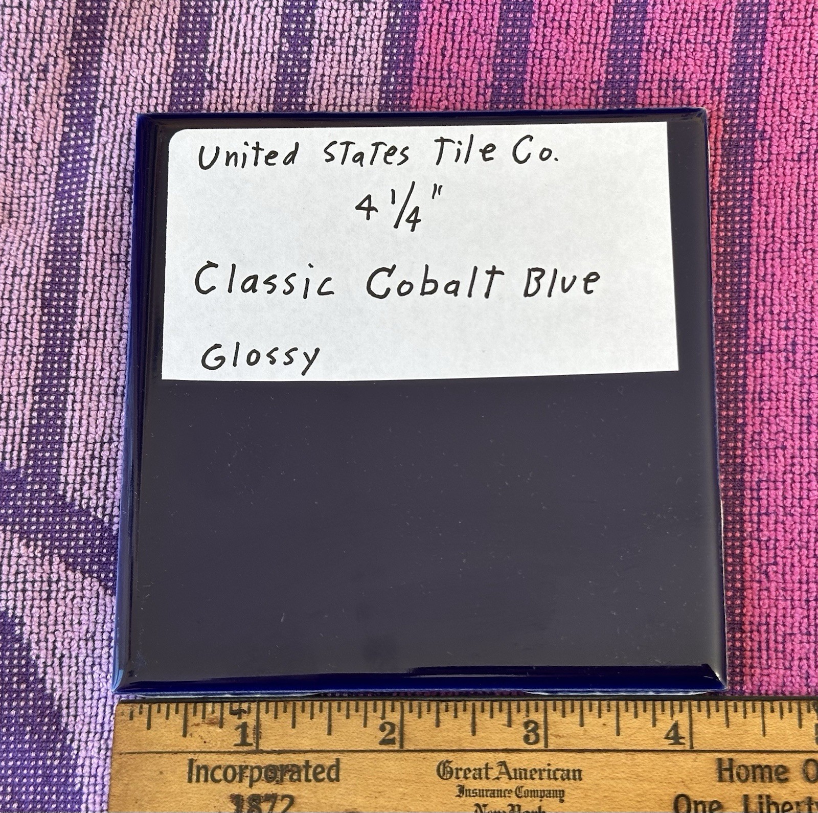 1 pc. Cobalt Blue: 4-1/4″ High-Gloss Ceramic Tile by United States Tile Co. NEW
