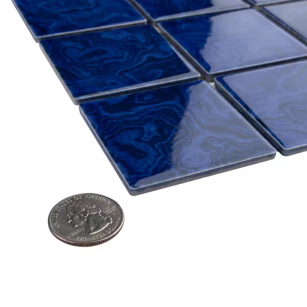 Resort Marine Blue 12 In. X 12 In. Porcelain Mosaic Tile (1.02 Sq. Ft./Each)