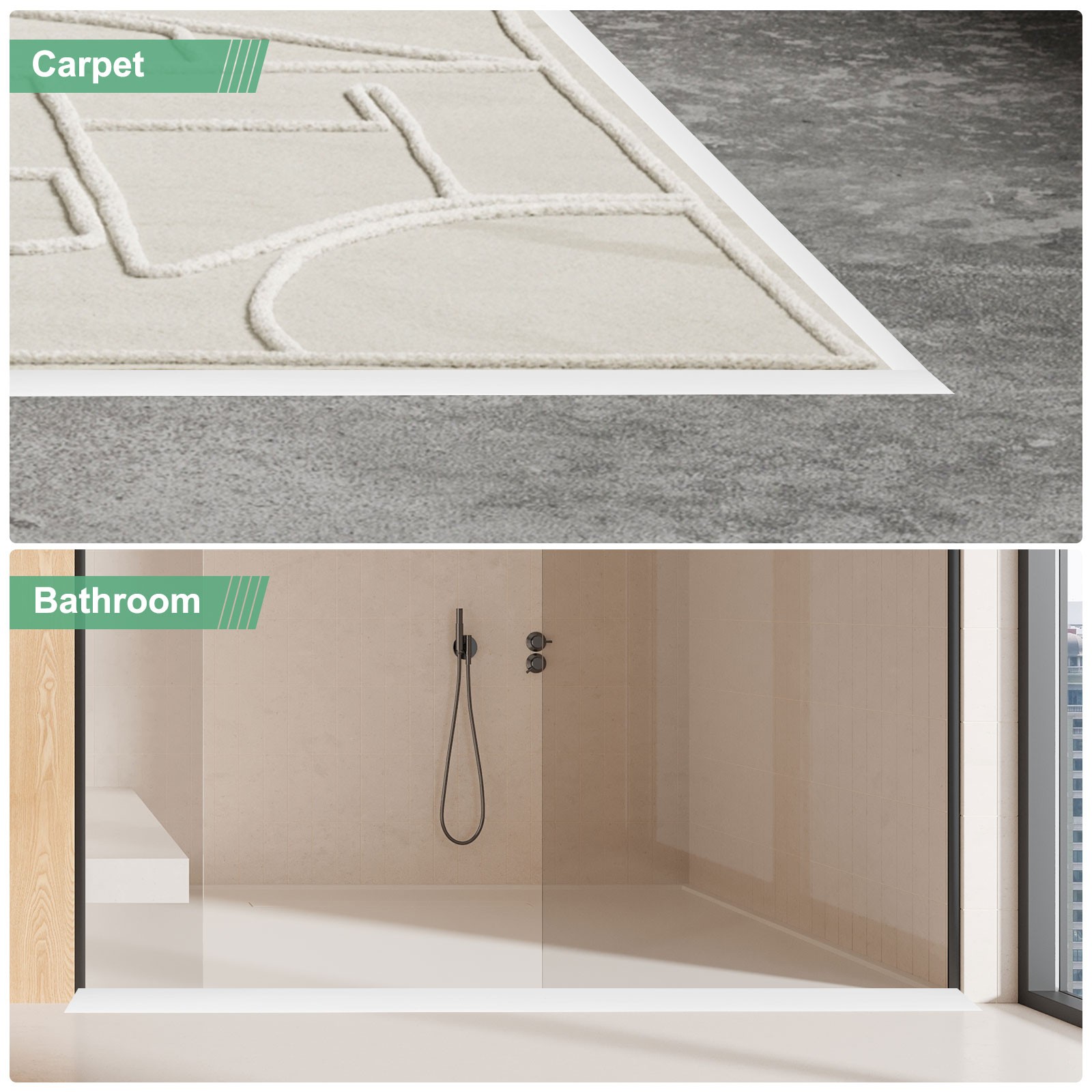 Transition Strip, 3.28FTx2.99Inch(1mx7.6cm) Floor Strip [White]