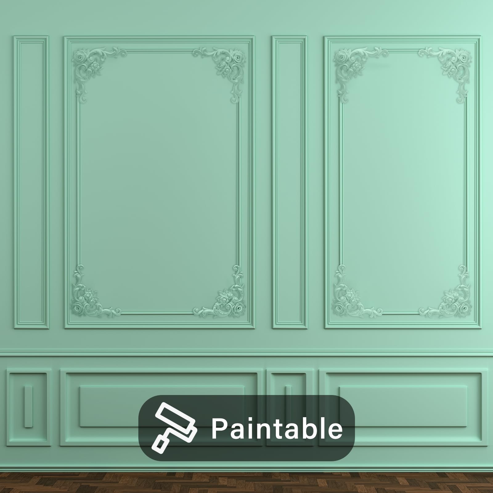 4 PCS Rose Style Corner Wall Molding French Wainscoting Panel Decor Kit