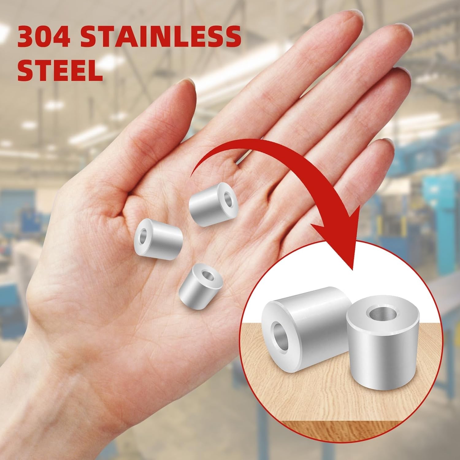 10pcs Stainless Steel Spacer 1/4″ ID x 5/8″ OD x Length, Round Spacers…