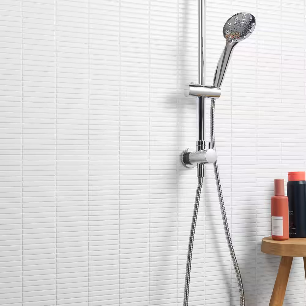 Motif Stacked White Matte 11.19 In. X 11.9 In. Porcelain Mosaic Floor and Wall T